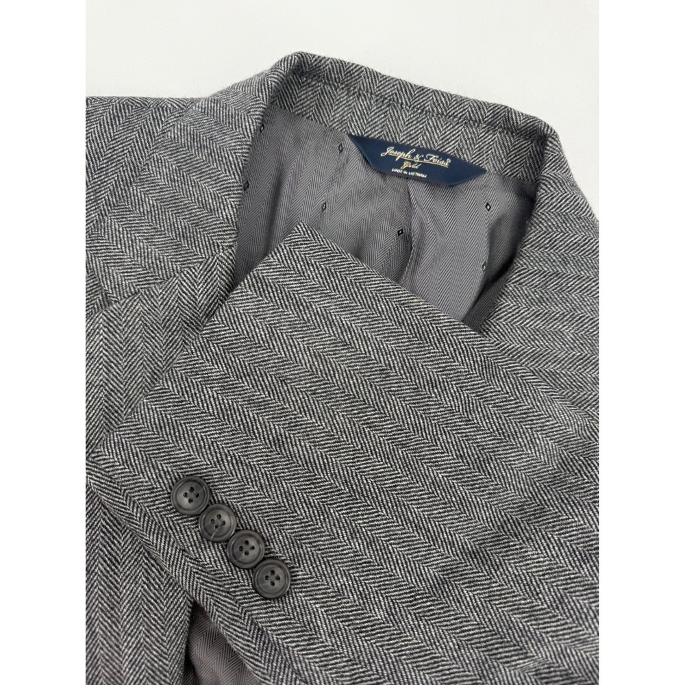 Joseph & Feiss Sport Coat 43R Gray‎ Herringbone Lambswool Blazer Jacket